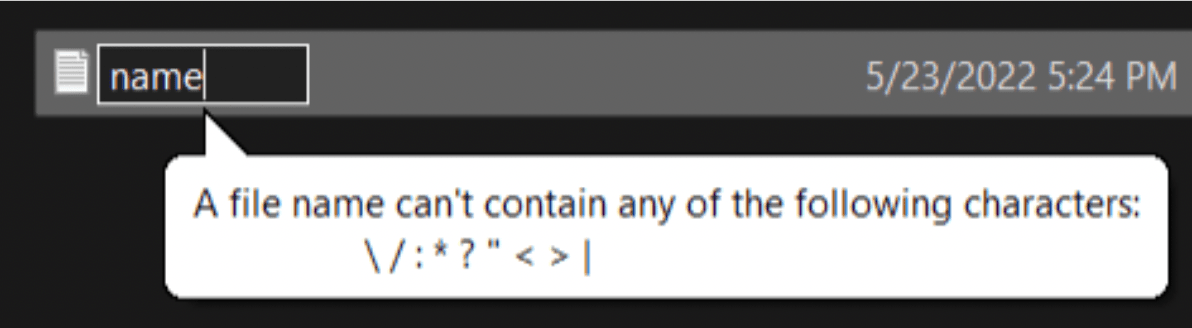 characters in file name