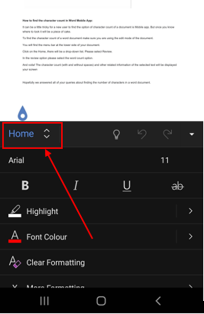 microsoft word mobile home option